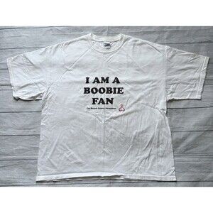 I Love Boobies Mens T-Shirt Size 2XL Breast Cancer Awareness White Defect